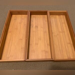 Three bamboo organizer trays